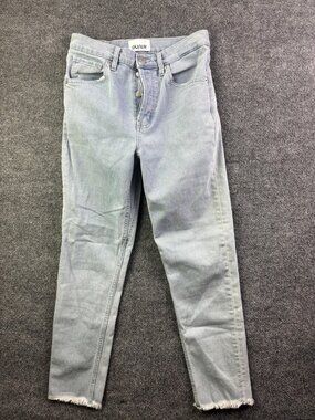 DUER High Rise Skinny Jeans Womens 26x27 Light‎ Wash Blue Crop Raw Hem Stretch
